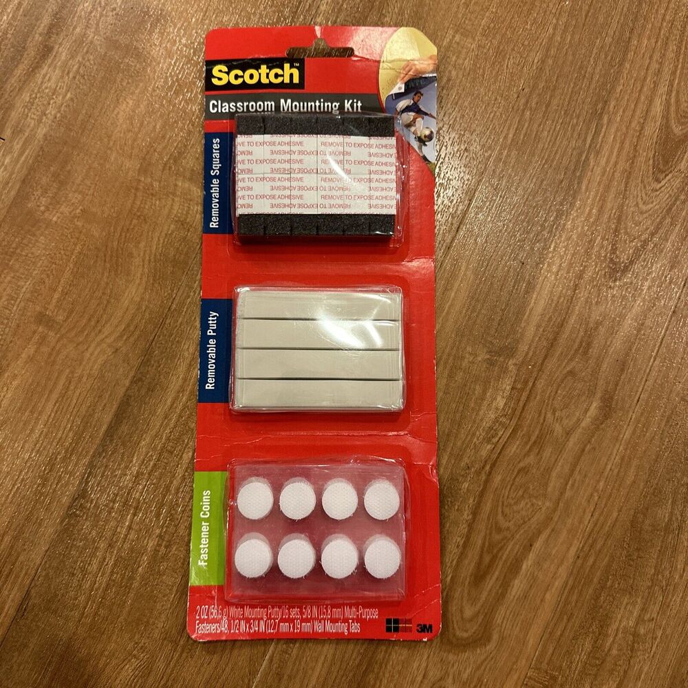 Scotch Classroom Mounting Kit- hook and loop, Removable Putty, Foam Squares